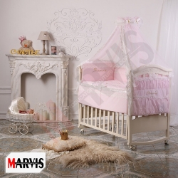 Set complet Lenjerie Pătuț Bebe / Copii 9 Piese Princess Roz